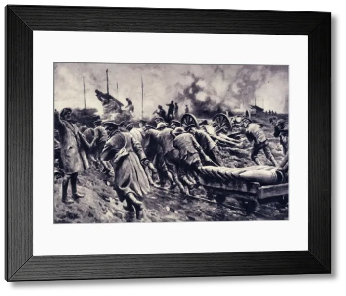 Framed Print : Ammunition Forward: Rushing Up Shells for the Heavy Howitzers, 1917. Creator: Unknown Framed Print : Ammunition Forward: Rushing Up Shells for the Heavy Howitzers, 1917. Creator: Unknown