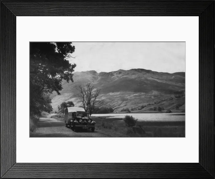 Framed Print : 1930 Morris Oxford Six with Winchester Streamline caravan. Creator: Unknown Framed Print : 1930 Morris Oxford Six with Winchester Streamline caravan. Creator: Unknown