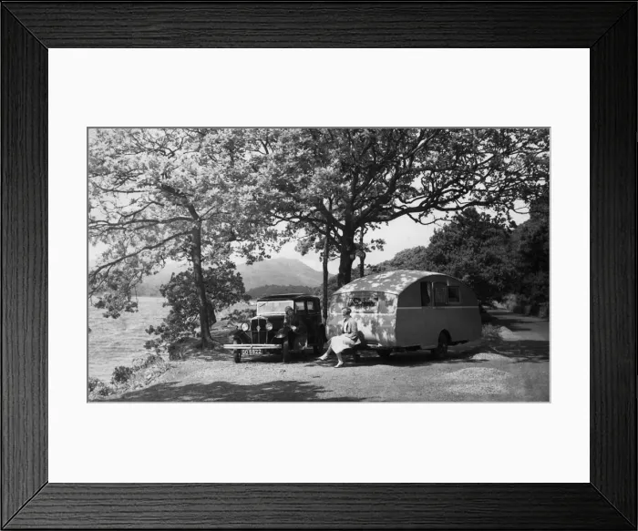 Framed Print : 1931 Standard Big Nine with caravan. Creator: Unknown Framed Print : 1931 Standard Big Nine with caravan. Creator: Unknown