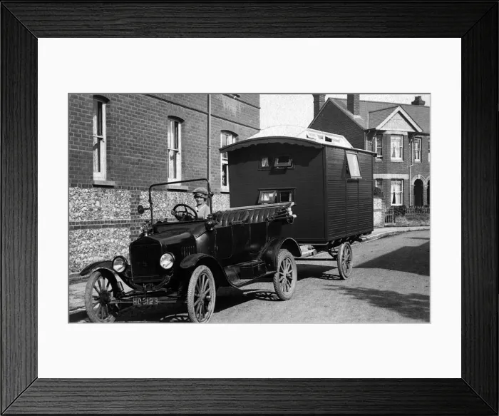 Framed Print : 1921 Ford Model T with caravan. Creator: Unknown Framed Print : 1921 Ford Model T with caravan. Creator: Unknown