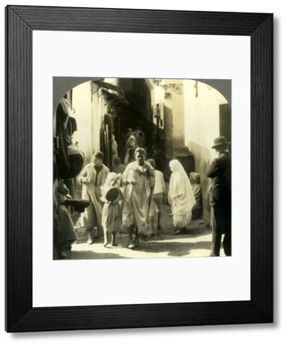 Framed Print : Turbaned Men and Veiled Women Crowd this Narrow Street in the Arab Quarter of Algiers Algeria Framed Print : Turbaned Men and Veiled Women Crowd this Narrow Street in the Arab Quarter of Algiers Algeria