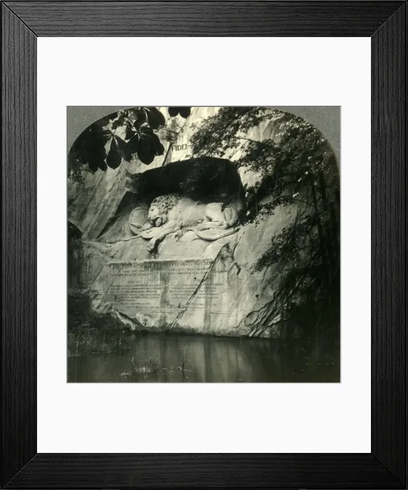 Framed Print : The Lion of Lucerne, a Memorial Statue in Living Stone, Switzerland, c1930s. Creator: Unknown Framed Print : The Lion of Lucerne, a Memorial Statue in Living Stone, Switzerland, c1930s. Creator: Unknown