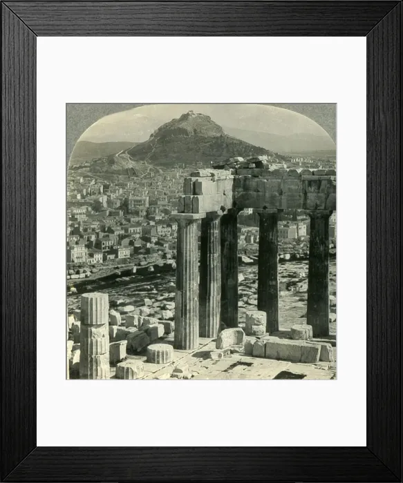 Framed Print : The Parthenon on the Acropolis - View N. E. over Athenai (Athens) to Mount Lycabettus