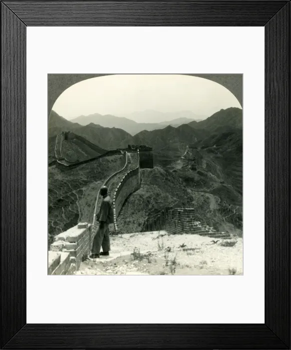 Framed Print : The Great Wall of 10, 000 Li - in the Rugged Hills near Nankow Pass, China, c1930s Framed Print : The Great Wall of 10, 000 Li - in the Rugged Hills near Nankow Pass, China, c1930s