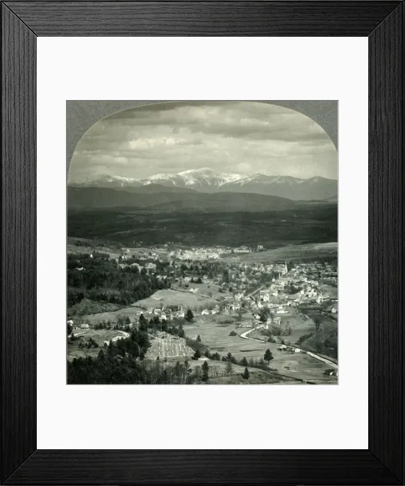 Framed Print : Across the Valley to the White Mountains - Mt. Washington in Distance, New Hampshire, c1930s Framed Print : Across the Valley to the White Mountains - Mt. Washington in Distance, New Hampshire, c1930s
