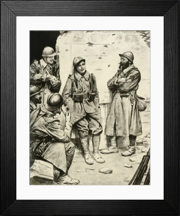 Framed Print : A French Recruit Among the Veterans, 1917. Creator: Unknown Framed Print : A French Recruit Among the Veterans, 1917. Creator: Unknown