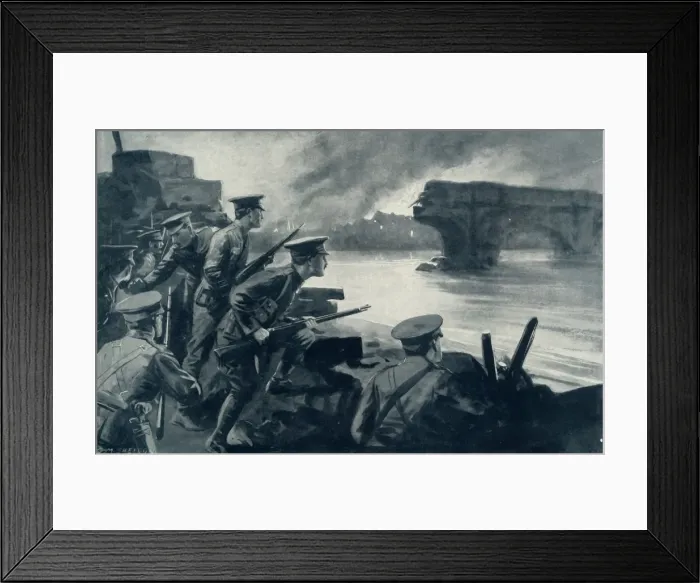 Framed Print : Retreat from Belgium: British Troops on the River Prepared To Resist the German Advance Framed Print : Retreat from Belgium: British Troops on the River Prepared To Resist the German Advance