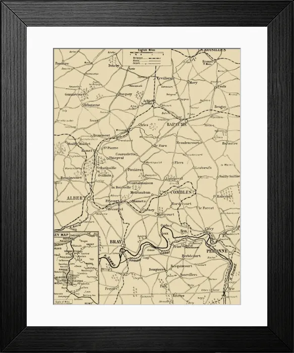 Framed Print : Map Showing the Great British Advance of July 1916, 1916. Creator: Unknown Framed Print : Map Showing the Great British Advance of July 1916, 1916. Creator: Unknown
