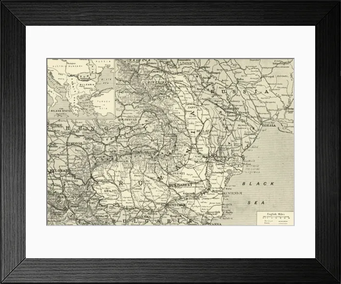 Framed Print : Map Indicating the Area of the Rumanian Campaign, 1917. Creator: Unknown Framed Print : Map Indicating the Area of the Rumanian Campaign, 1917. Creator: Unknown