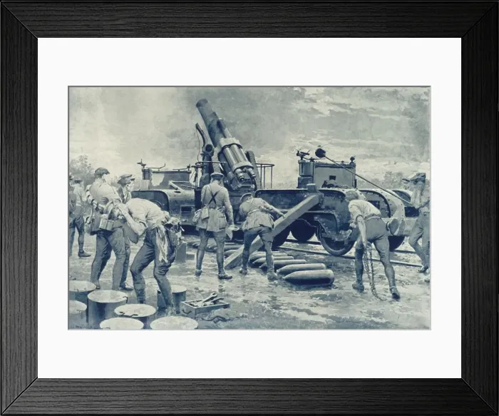 Framed Print : British Heavy Howitzer in Action on the Western Front, 1916. Creator: Unknown Framed Print : British Heavy Howitzer in Action on the Western Front, 1916. Creator: Unknown