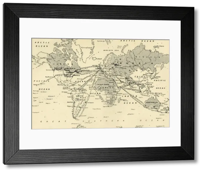 Framed Print : Map of Greater Britain in Relation to the Homeland, 1916. Creator: Unknown Framed Print : Map of Greater Britain in Relation to the Homeland, 1916. Creator: Unknown