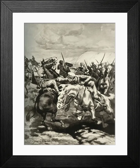 Framed Print : Fearless Cossacks Sabre and Put to Flight Hungarian Hussars, 1916. Creator: Unknown Framed Print : Fearless Cossacks Sabre and Put to Flight Hungarian Hussars, 1916. Creator: Unknown