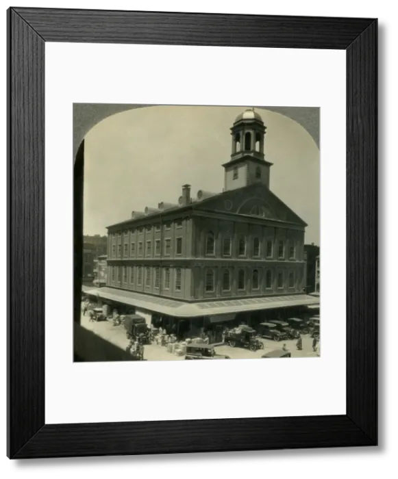 Framed Print : Faneuil Hall, Looking W. from Quincy Market to Beacon Hill, Boston, Mass. c1930s Framed Print : Faneuil Hall, Looking W. from Quincy Market to Beacon Hill, Boston, Mass. c1930s