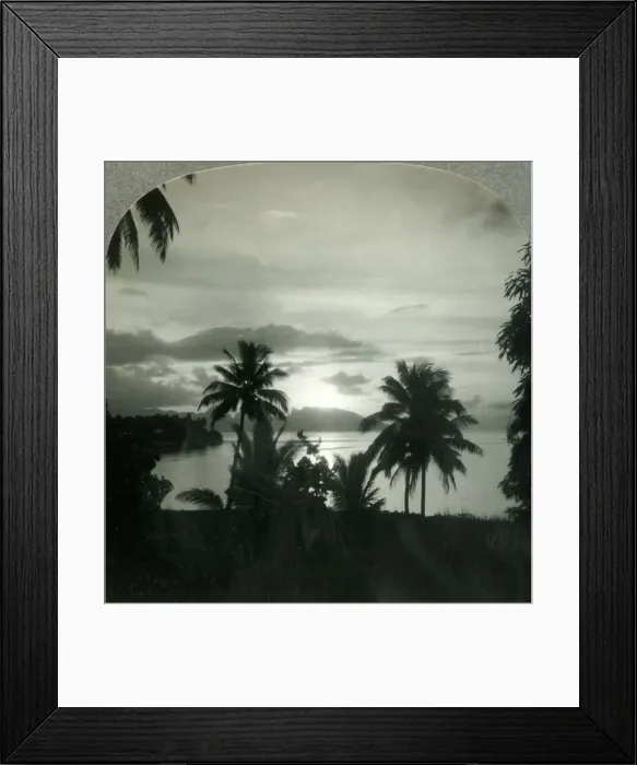 Framed Print : Sunset behind Moorea, Seen from Papeete, Island of Tahiti, c1930s. Creator: Unknown Framed Print : Sunset behind Moorea, Seen from Papeete, Island of Tahiti, c1930s. Creator: Unknown