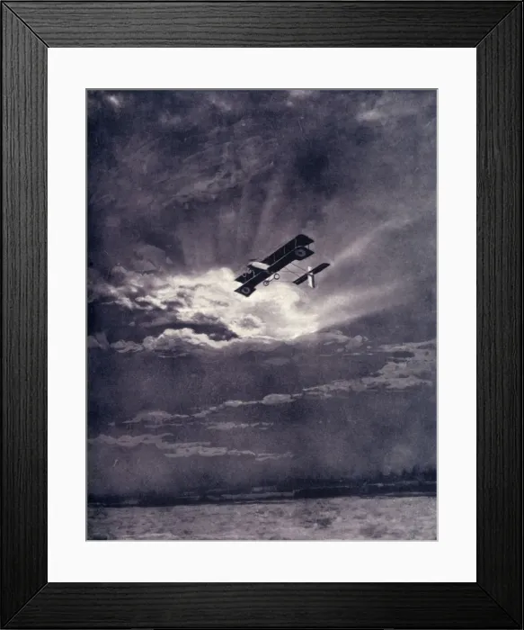 Framed Print : British Airman Returning at Sunset After Successful Journey, 1917. Creator: Unknown Framed Print : British Airman Returning at Sunset After Successful Journey, 1917. Creator: Unknown