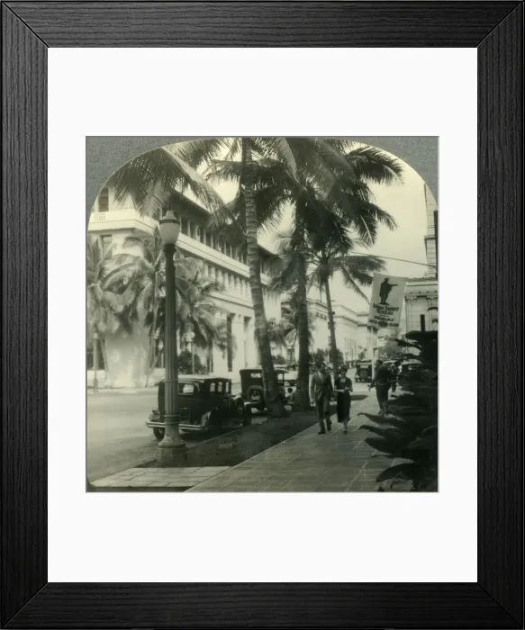 Framed Print : Bishop Street from the Dillingham Building, Honolulu, Hawaii, c1930s. Creator: Unknown Framed Print : Bishop Street from the Dillingham Building, Honolulu, Hawaii, c1930s. Creator: Unknown