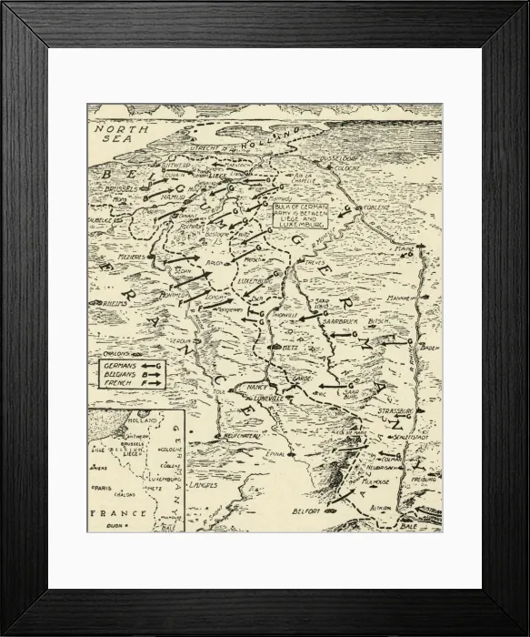 Framed Print : First Positions of the Two Million Troops of the Warring Nations, 1915. Creator: Unknown Framed Print : First Positions of the Two Million Troops of the Warring Nations, 1915. Creator: Unknown