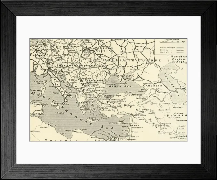Framed Print : The Principal Railways of Europe and Asia Minor, 1916. Creator: Unknown Framed Print : The Principal Railways of Europe and Asia Minor, 1916. Creator: Unknown