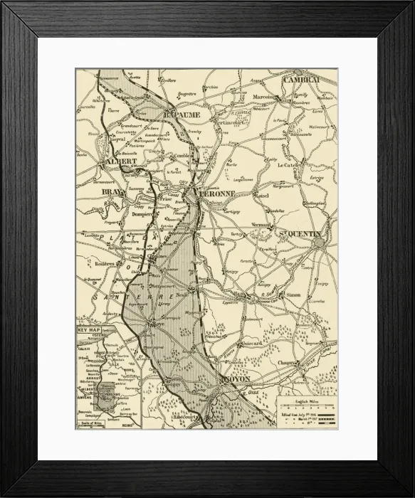 Framed Print : Map Showing German Retreat in the West, 1917, 1917. Creator: Unknown Framed Print : Map Showing German Retreat in the West, 1917, 1917. Creator: Unknown