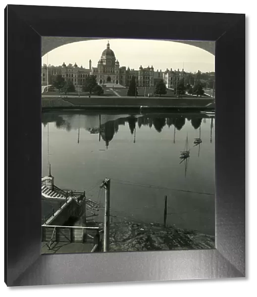 The Harbor and Parliament Buildings at Victoria, B. C. Canada, c1930s. Creator: Unknown