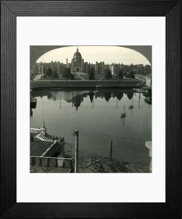 Framed Print : The Harbor and Parliament Buildings at Victoria, B. C. Canada, c1930s. Creator: Unknown Framed Print : The Harbor and Parliament Buildings at Victoria, B. C. Canada, c1930s. Creator: Unknown