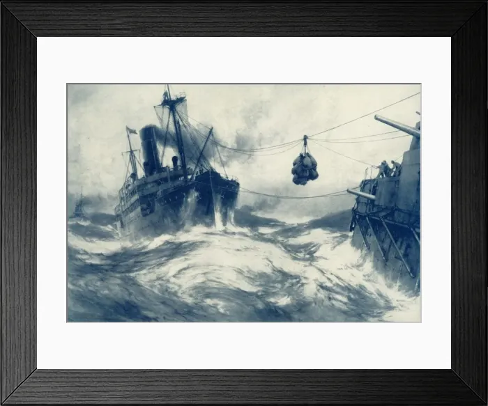 Framed Print : Coaling the Fleet During a Gale, 1917. Creator: Unknown Framed Print : Coaling the Fleet During a Gale, 1917. Creator: Unknown