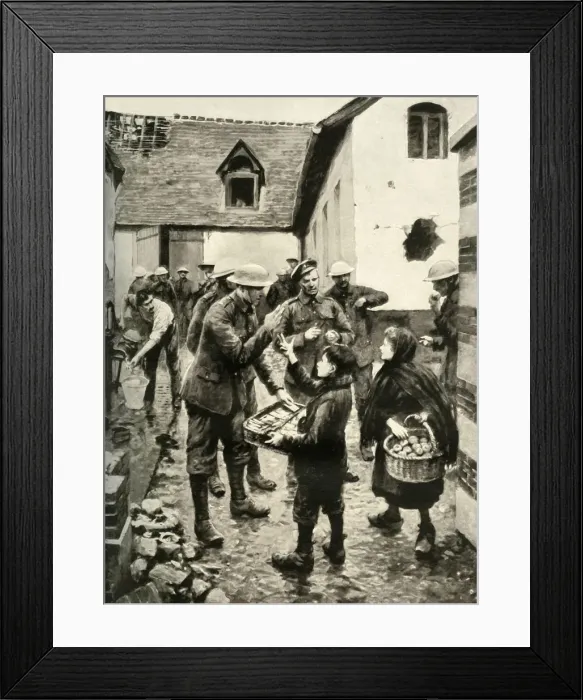 Framed Print : Chocolate and Apples Behind the British Lines, 1917. Creator: Unknown Framed Print : Chocolate and Apples Behind the British Lines, 1917. Creator: Unknown
