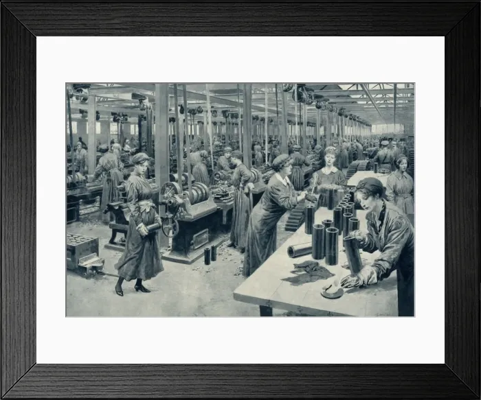 Framed Print : Women at Work that Men might Fight, 1916. Creator: Unknown Framed Print : Women at Work that Men might Fight, 1916. Creator: Unknown
