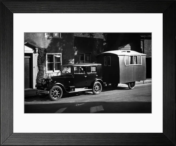 Framed Print : 1926 Rover 10 with 1927 Lady Nimble caravan. Creator: Unknown Framed Print : 1926 Rover 10 with 1927 Lady Nimble caravan. Creator: Unknown