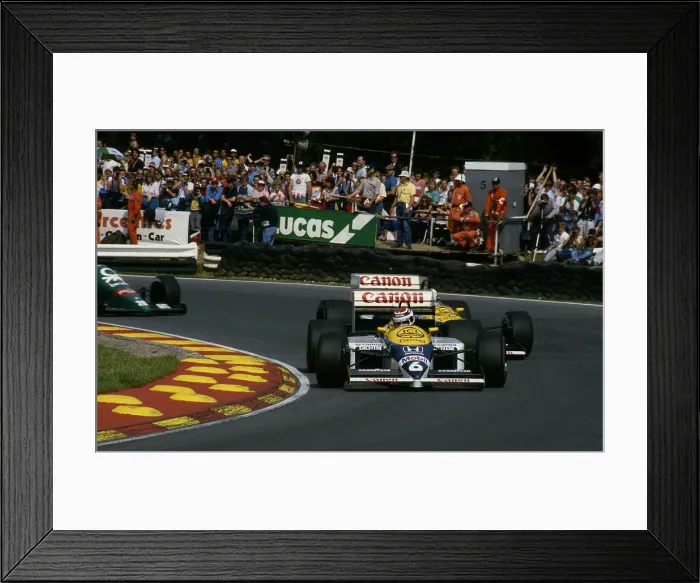 Framed Print : 1986 British Grand Prix Ricardo Patrese leads Nigel Mansell in Williams FW11 at Brands Hatch Framed Print : 1986 British Grand Prix Ricardo Patrese leads Nigel Mansell in Williams FW11 at Brands Hatch