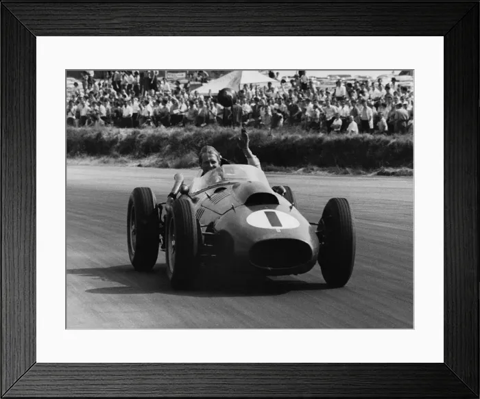 Framed Print : Peter Collins celebrates with lap of honour in Ferrari, 1958 British GP. Creator: Unknown Framed Print : Peter Collins celebrates with lap of honour in Ferrari, 1958 British GP. Creator: Unknown