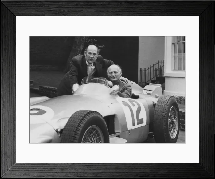 Framed Print : Lord Montagu in Mercedes W196 with Stirling Moss, early 1970 s. Creator: Unknown Framed Print : Lord Montagu in Mercedes W196 with Stirling Moss, early 1970 s. Creator: Unknown