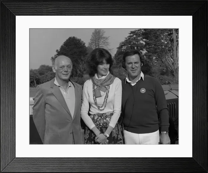 Framed Print : Lord and Lady Montagu with Terry Wogan at Beaulieu during live BBC broadcast. Creator: Unknown Framed Print : Lord and Lady Montagu with Terry Wogan at Beaulieu during live BBC broadcast. Creator: Unknown