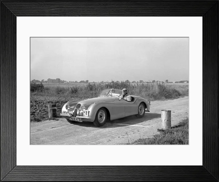 Framed Print : Jaguar XK120, R. H. P. Alston, Felixtowe Rally 1952. Reg ADX 83B. Creator: Unknown Framed Print : Jaguar XK120, R. H. P. Alston, Felixtowe Rally 1952. Reg ADX 83B. Creator: Unknown