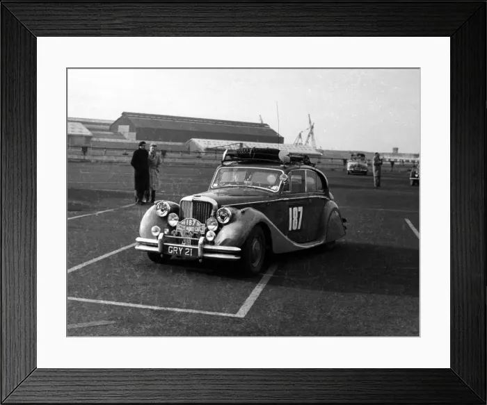 Framed Print : Jaguar MkV, Norman - Fanquilarson Monte Carlo Rally 1954, Leaving Boulogne. Creator: Unknown Framed Print : Jaguar MkV, Norman - Fanquilarson Monte Carlo Rally 1954, Leaving Boulogne. Creator: Unknown