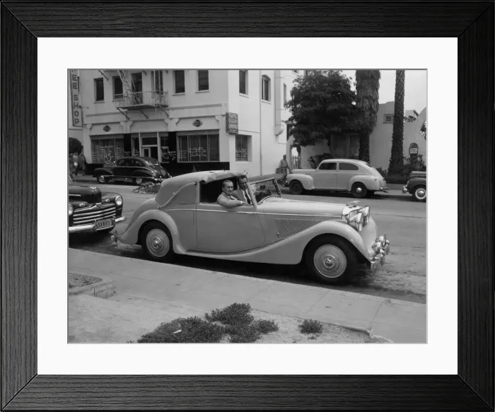 Framed Print : 1947 Jaguar MKIV 3. 5 litre drophead coupe in America. Creator: Unknown Framed Print : 1947 Jaguar MKIV 3. 5 litre drophead coupe in America. Creator: Unknown