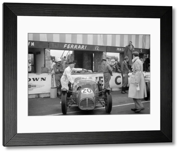 Framed Print : 1951 Killeen - MG, D. Pitt in pits at Silverstone during British GP meeting. Creator: Unknown Framed Print : 1951 Killeen - MG, D. Pitt in pits at Silverstone during British GP meeting. Creator: Unknown