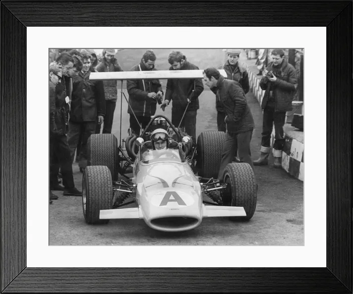 Framed Print : 1969 McLaren 10A prototype, Bruce McLaren. Creator: Unknown Framed Print : 1969 McLaren 10A prototype, Bruce McLaren. Creator: Unknown