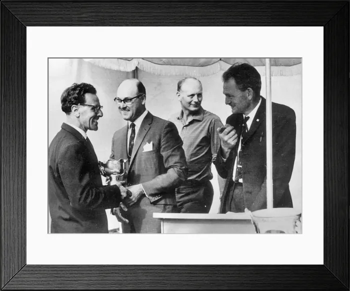 Framed Print : Murray Walker in 1963, Lord Montagu in background. Creator: Unknown Framed Print : Murray Walker in 1963, Lord Montagu in background. Creator: Unknown