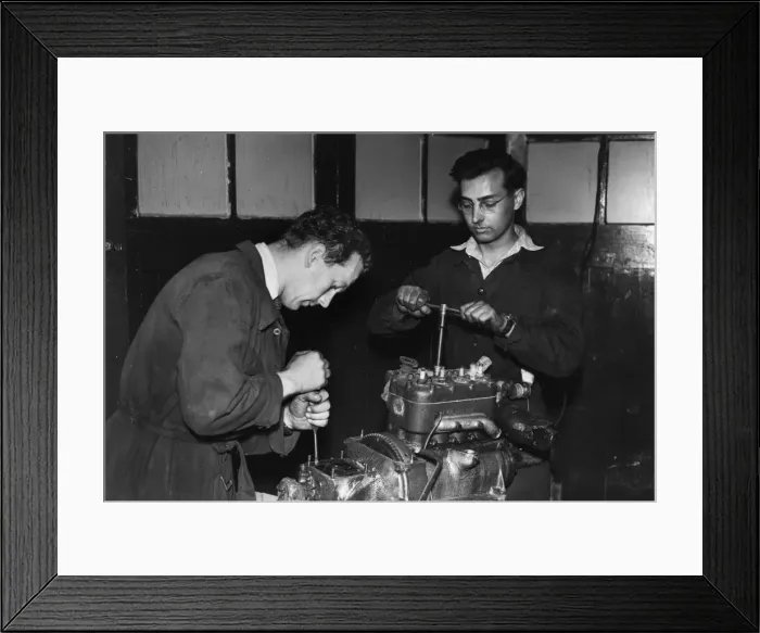 Framed Print : Colin Chapman with Peter Allen in Lotus workshop. Creator: Unknown Framed Print : Colin Chapman with Peter Allen in Lotus workshop. Creator: Unknown