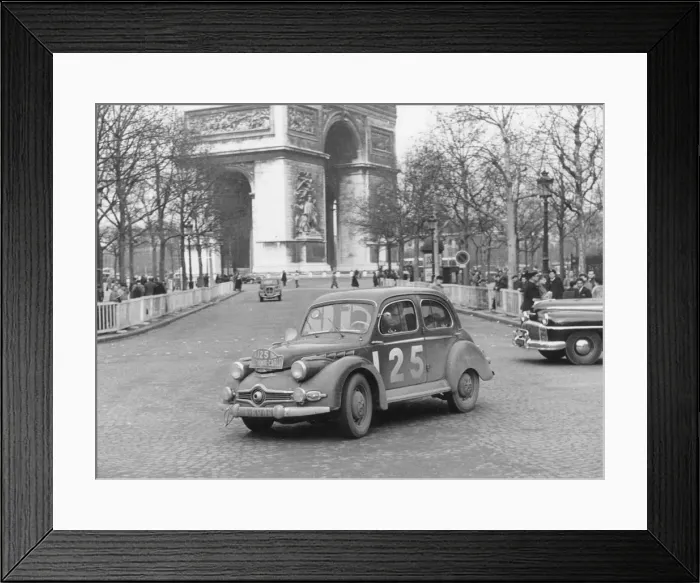 Framed Print : Panhard Dyna in Paris during 1953 Monte Carlo Rally. Creator: Unknown Framed Print : Panhard Dyna in Paris during 1953 Monte Carlo Rally. Creator: Unknown