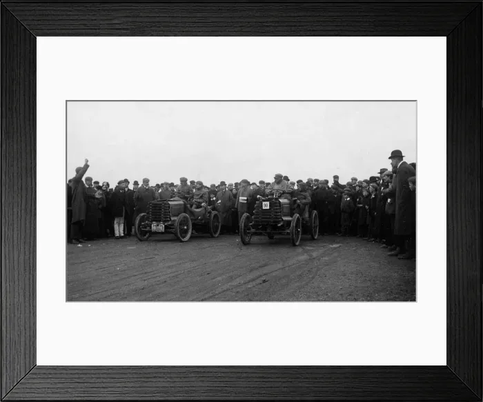 Framed Print : Darracqs at 1902 Bexhill speed trials. Creator: Unknown Framed Print : Darracqs at 1902 Bexhill speed trials. Creator: Unknown