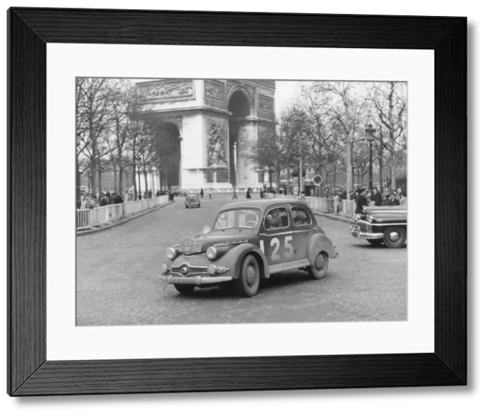 Framed Print : Panhard Dyna in Paris during 1953 Monte Carlo Rally. Creator: Unknown Framed Print : Panhard Dyna in Paris during 1953 Monte Carlo Rally. Creator: Unknown