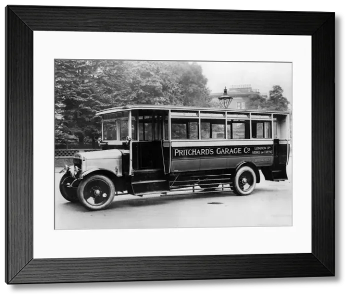 Framed Print : 1925 Thornycroft bus for Pritchards garage. Creator: Unknown Framed Print : 1925 Thornycroft bus for Pritchards garage. Creator: Unknown