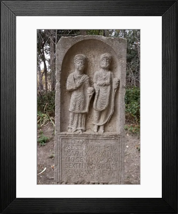 Framed Print : Algeria, Timgad, Museum, gravetstones Framed Print : Algeria, Timgad, Museum, gravetstones