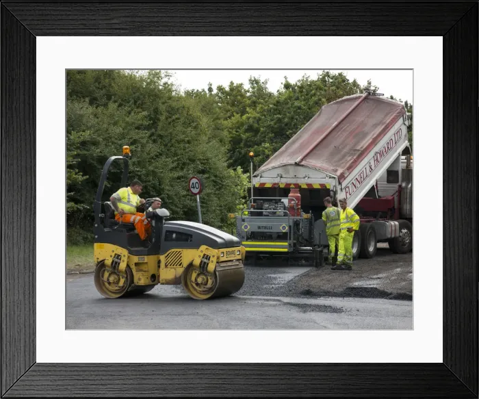 Framed Print : Road resurfacing in Hampshire, UK 2014. Creator: Unknown Framed Print : Road resurfacing in Hampshire, UK 2014. Creator: Unknown