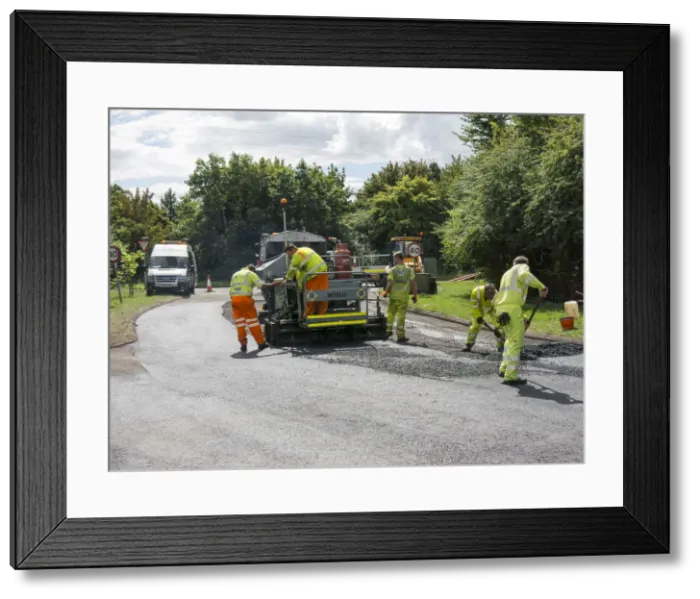 Framed Print : Road resurfacing in Hampshire, UK 2014. Creator: Unknown Framed Print : Road resurfacing in Hampshire, UK 2014. Creator: Unknown