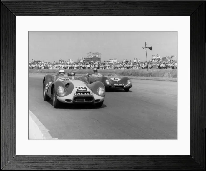 Framed Print : Lister Jaguar, Stirling Moss, Silverstone 1958. Creator: Unknown Framed Print : Lister Jaguar, Stirling Moss, Silverstone 1958. Creator: Unknown