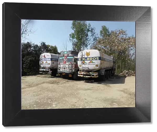 Tata trucks with heavy loads, India. Creator: Unknown