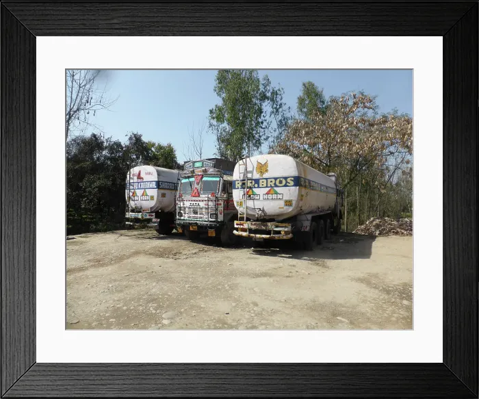 Framed Print : Tata trucks with heavy loads, India. Creator: Unknown Framed Print : Tata trucks with heavy loads, India. Creator: Unknown